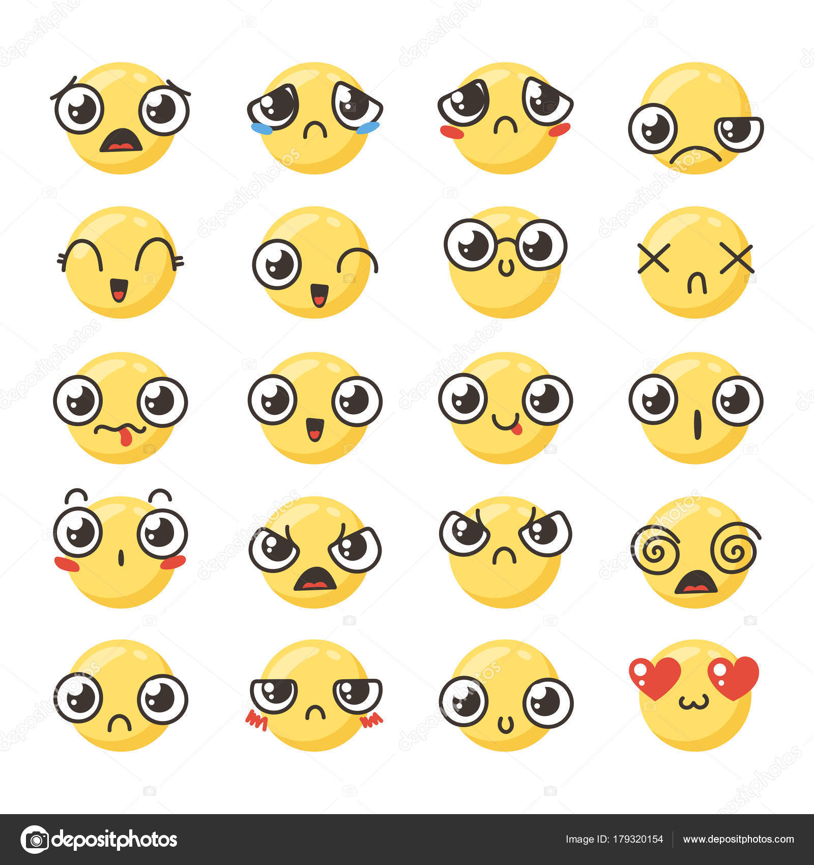 キュートかわいいカワイイ絵文字のセット — ストックベクター © drekhann