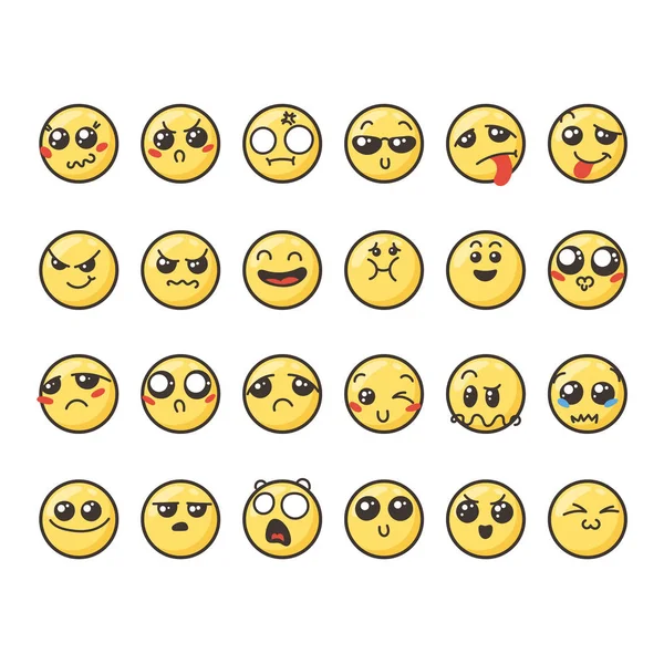 Leuke mooie kawaii emoticon set. — Stockvector