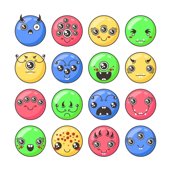 Conjunto de lindo encantador kawaii emoticono . — Archivo Imágenes Vectoriales