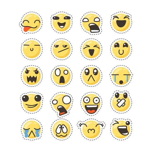 Leuke mooie kawaii emoticon set. Sticker collectie. — Stockvector