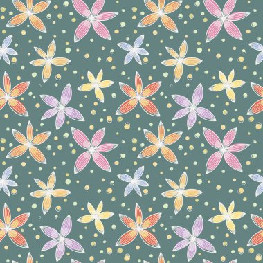 Dikişsiz doodle çiçek desenli.