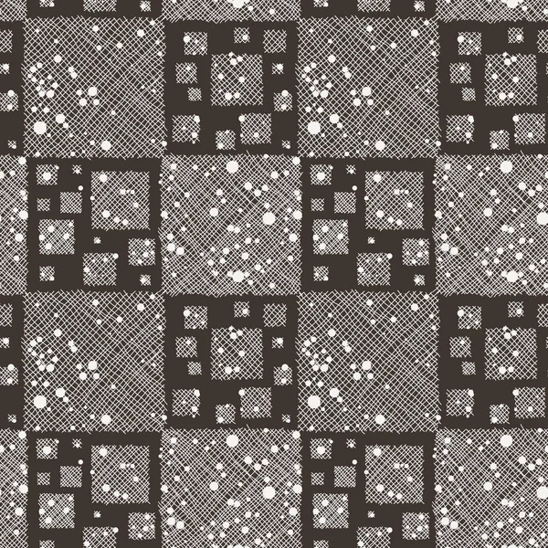 Modèle géométrique vectoriel sans couture avec des carrés en pointillés gribouillis . — Image vectorielle