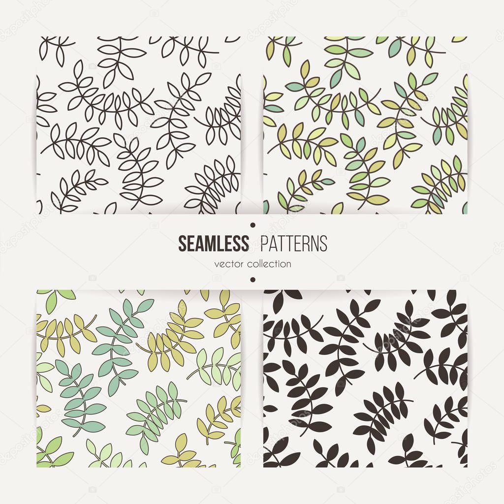 Set of seamless patterns from leaves and twigs