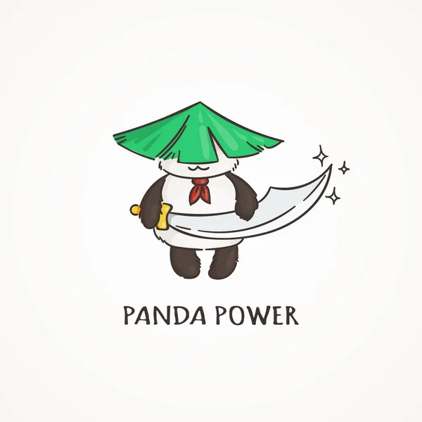 Zasilania panda z miecza. Przyrody, ekologii, pokoju i przyjaźni. — Wektor stockowy