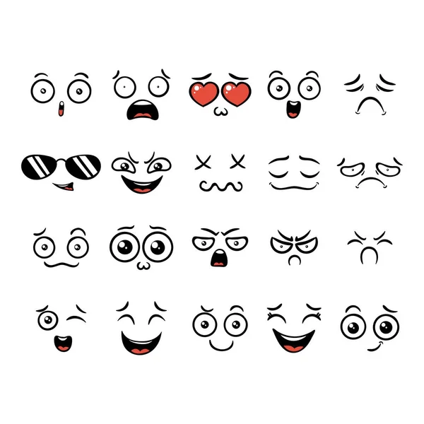 Conjunto de lindo encantador kawaii emoticono . — Archivo Imágenes Vectoriales