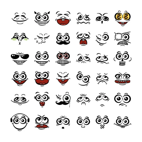 Conjunto de lindo encantador kawaii emoticono . — Vector de stock