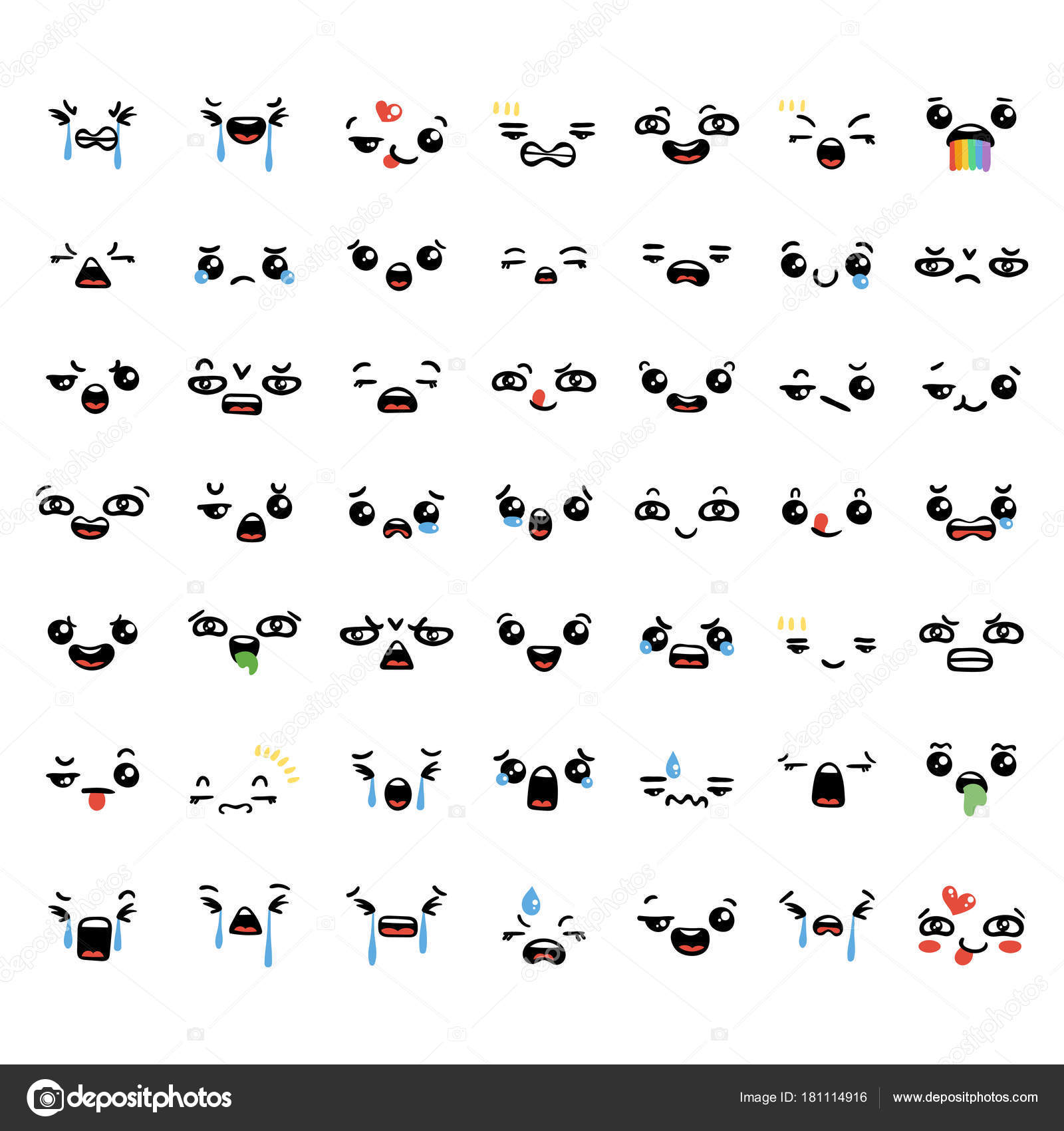 キュートかわいいカワイイ絵文字のセット — ストックベクター © drekhann