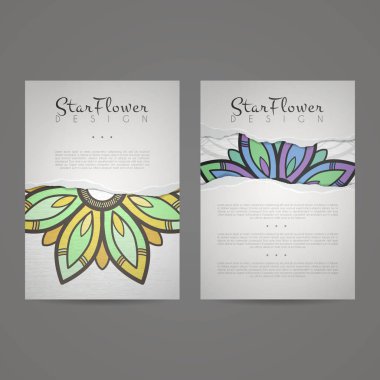 Vektör tasarım şablonları kümesi. Kartvizit çiçek daire süsleme ile.