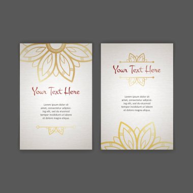 Vektör tasarım şablonları kümesi. Kartvizit çiçek daire süsleme ile.