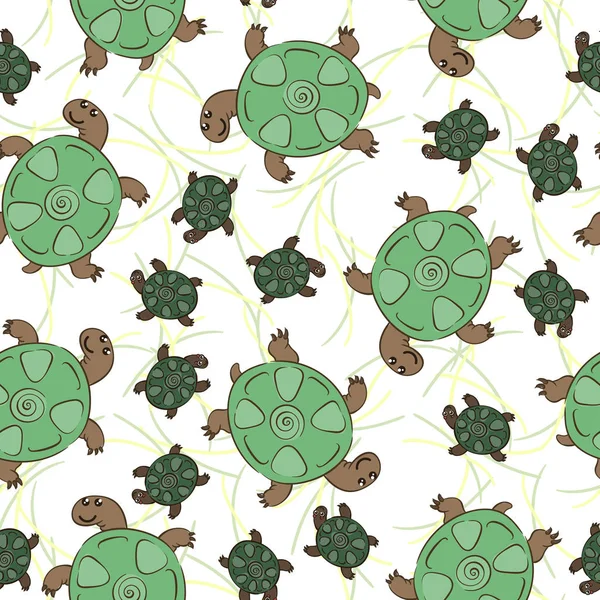 Vektor nahtlose Muster mit Schildkröten. Handgezeichnete Winterillustration — Stockvektor