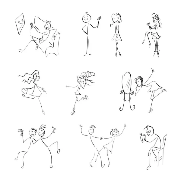 Συλλογή stickman doodle. Εικονογράφηση έννοια σετ. — Διανυσματικό Αρχείο