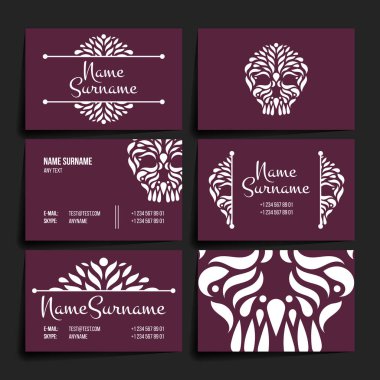 Vektör tasarım şablonları kümesi. Kartvizit daire süsleme ile.