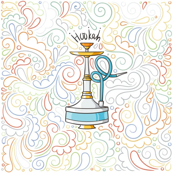 Hookah garabato ilustración sobre fondo modelado — Vector de stock