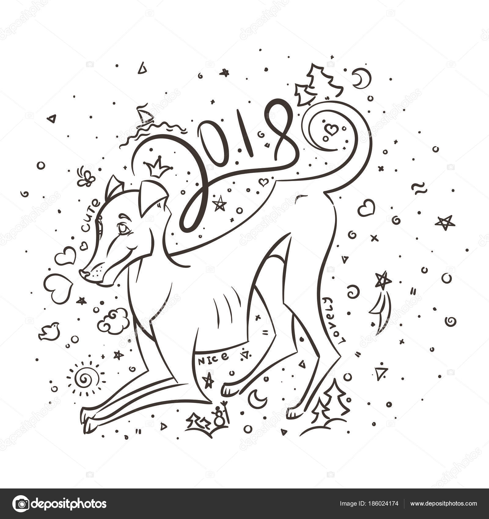 Yellow Dog For New Year 2018 Cute Symbol Of Horoscope Cute Puppy