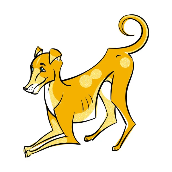 Желтая собака на Новый 2018 год, милый символ гороскопа. Симпатичный щенок в мультяшном стиле . — стоковый вектор