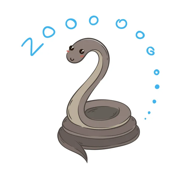 Ilustracja z doodle ładny wąż, ręcznie rysowane grafiki — Wektor stockowy