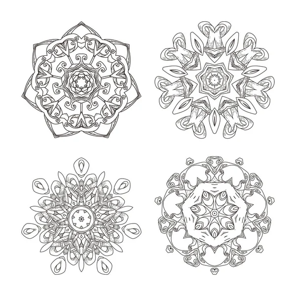 Set di Mandala. Astratto sfondo decorativo. Islam, arabo, orientale, indiano, pouf, motivi yoga — Vettoriale Stock