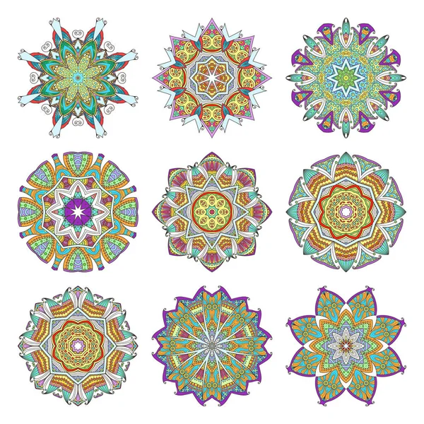 Mandala zestaw. Tło dekoracyjne. Islam, arabski, orientalne, indian, osmańskie, Joga motywy — Wektor stockowy