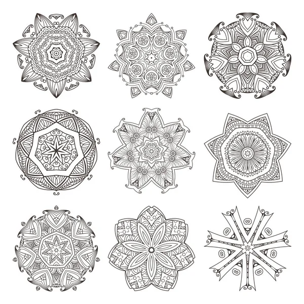 Mandala zestaw. Tło dekoracyjne. Islam, arabski, orientalne, indian, osmańskie, Joga motywy — Wektor stockowy