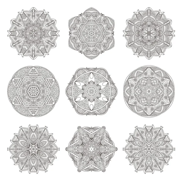 Mandala prêt. Fond décoratif abstrait. Islam, arabe, oriental, indien, ottoman, motifs de yoga — Image vectorielle