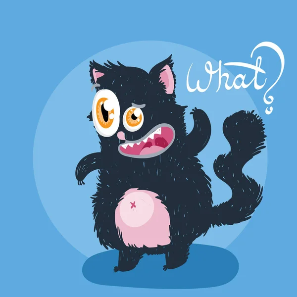 可爱的怪物小猫与文本。t恤和印刷设计的矢量插图 — 图库矢量图片