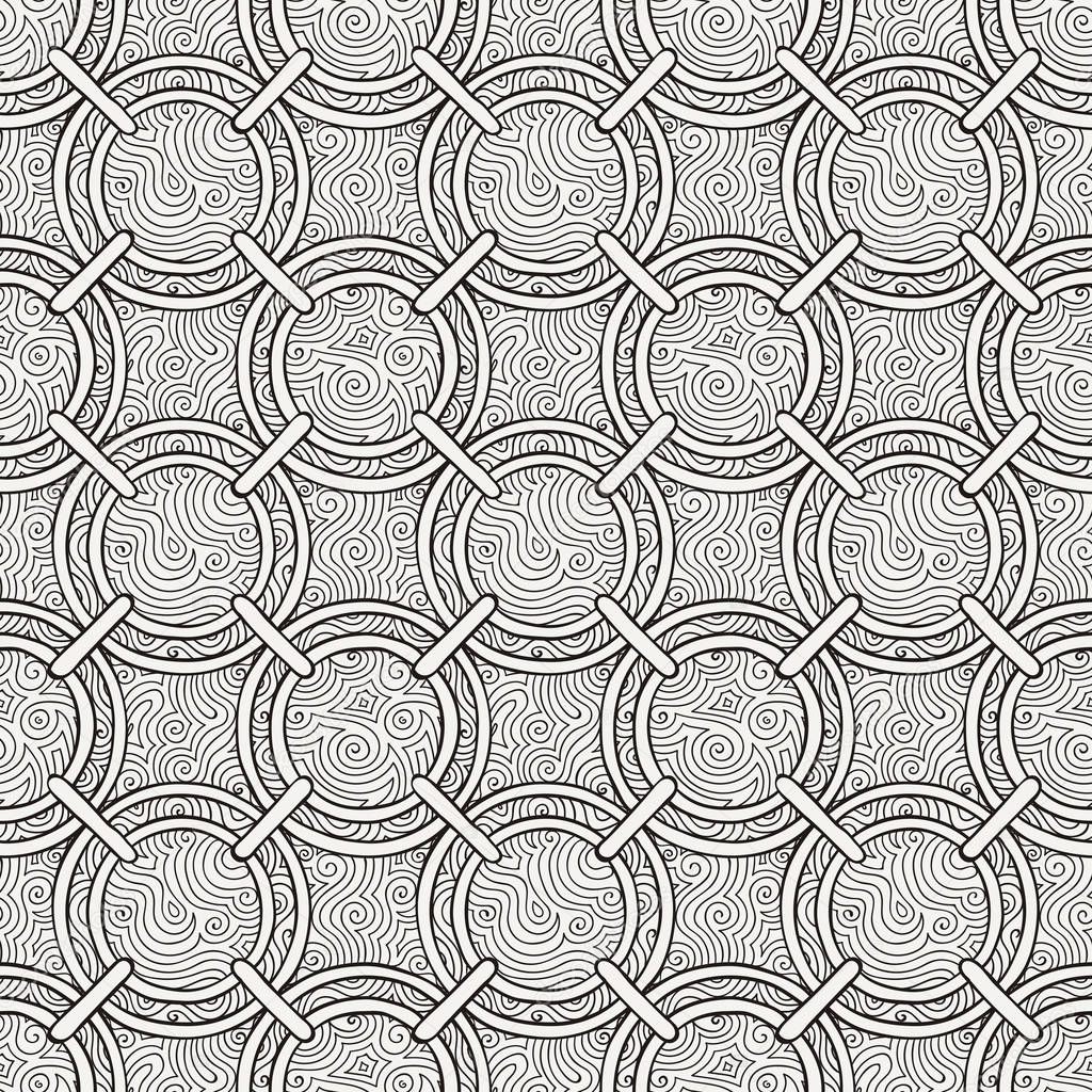 Seamless pattern with tribal boho ornate circle ornament