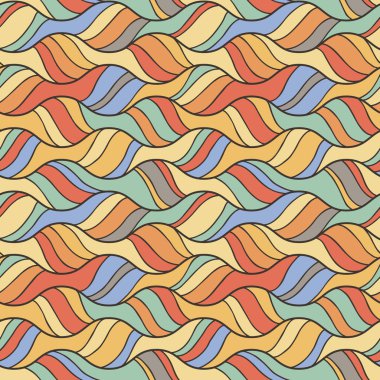 Dekoratif vektör kesintisiz dalga paterni. Sonsuz illüstrasyon soyut doodle akışları ile