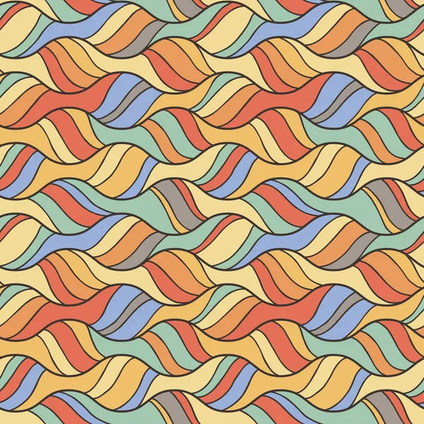 Dekorativa vektor sömlös vågmönster. Oändlig illustration med abstrakt doodle strömmar — Stock vektor