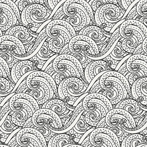 Doodle decorativo ornamental rizado vector patrón sin costuras — Vector de stock