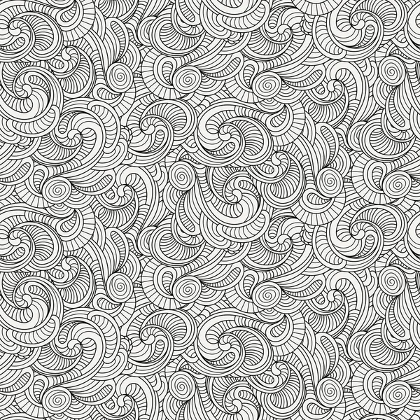 Doodle decorativo ornamental rizado vector patrón sin costuras — Vector de stock