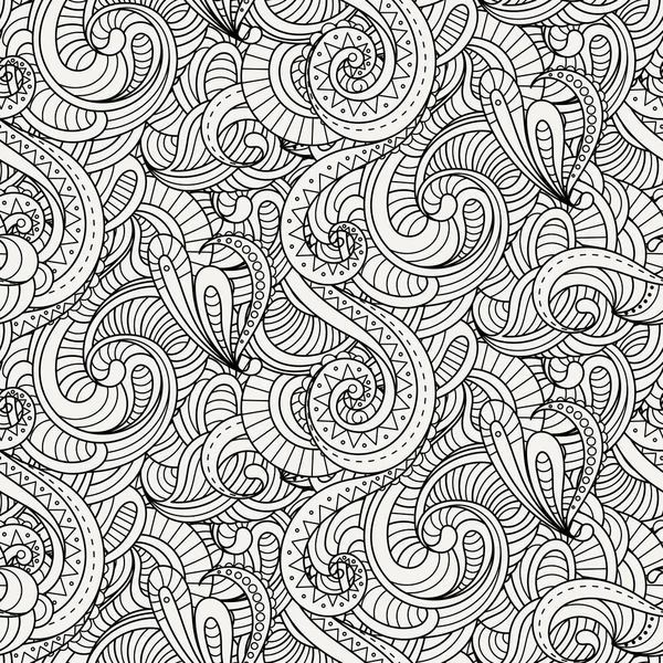 Doodle decorativo ornamental rizado vector patrón sin costuras — Vector de stock