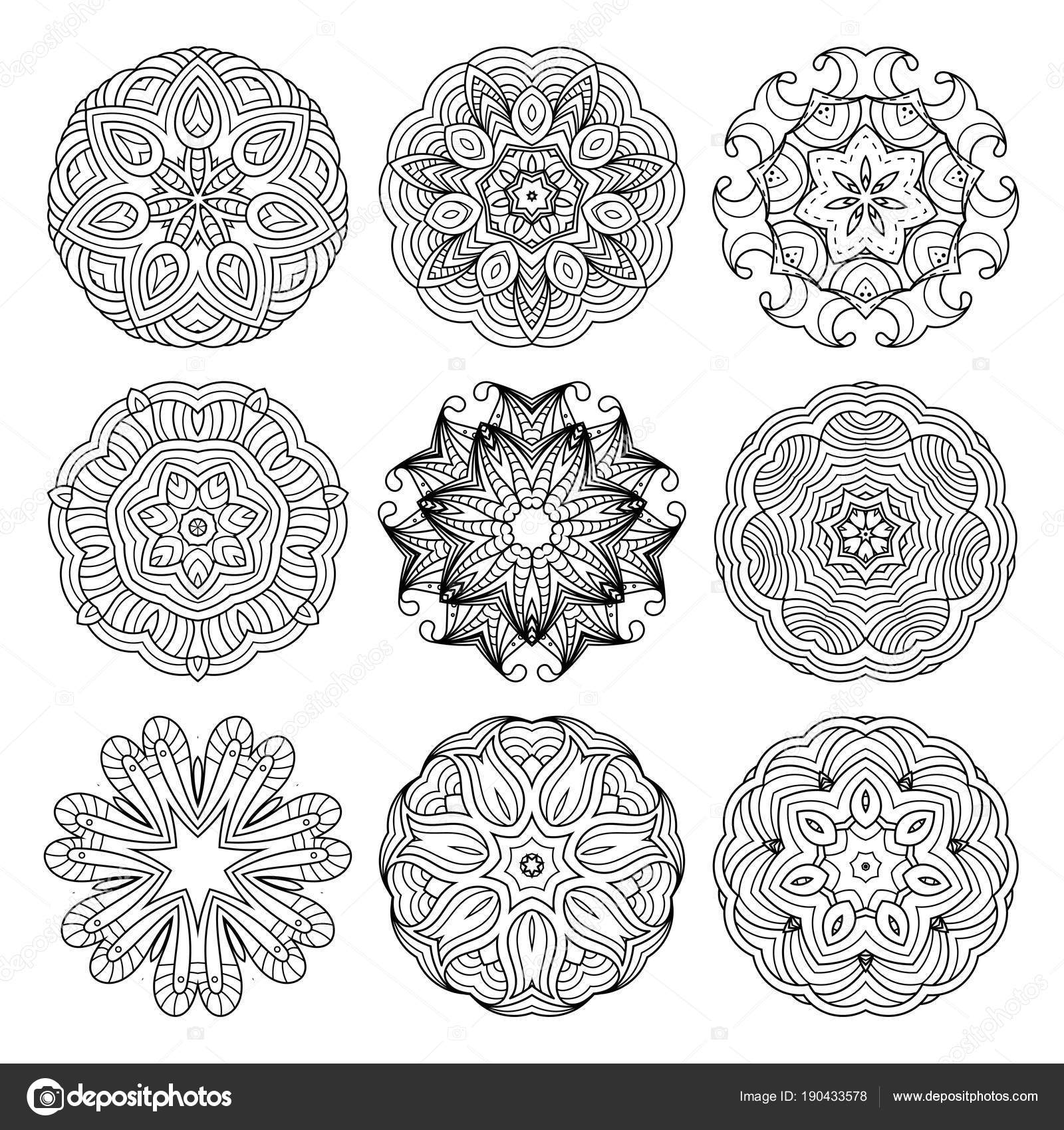 花矢量曼荼罗集 Collrction 的东方圈图案 着色插图 图库矢量图像 C Drekhann 花矢量曼荼罗集 Collrction 的东方圈图案 着色插图 图库矢量图像 C Drekhann