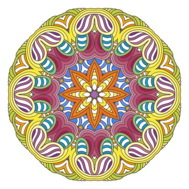 Çiçek vektör mandala. Oryantal daire desen, resim boyama