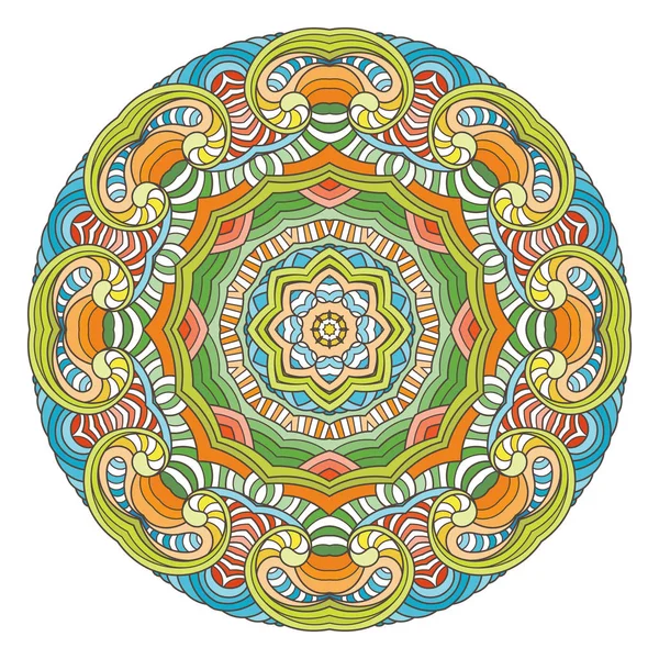 Kwiat wektor mandali. Orientalne koło wzór, kolorowanie ilustracji — Wektor stockowy
