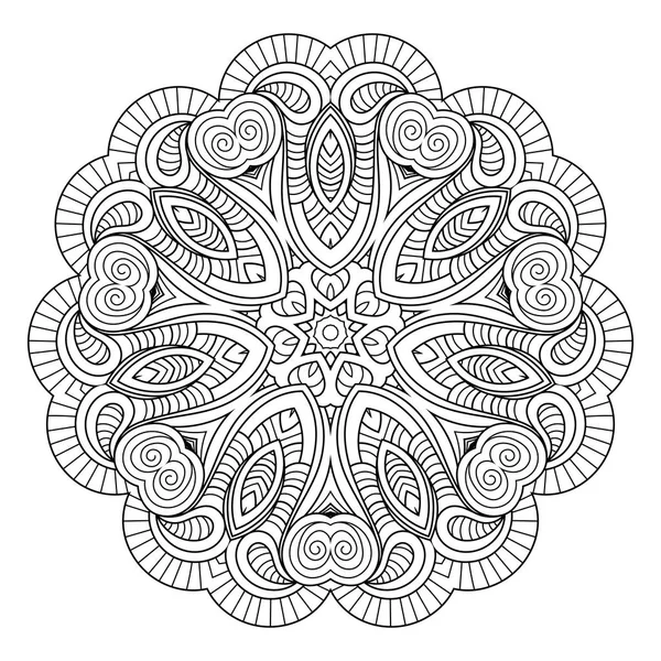 Mandala vecteur de fleurs. Modèle de cercle oriental, illustration de coloriage — Image vectorielle