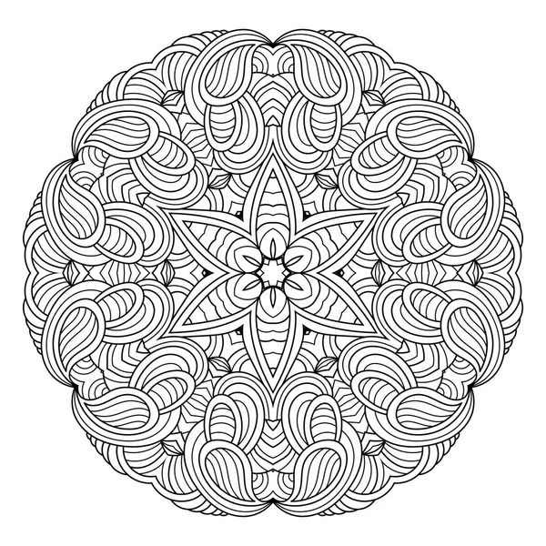 Mandala vector de flores. Patrón de círculo oriental, ilustración para colorear — Vector de stock