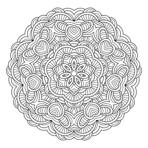 Kwiat wektor mandali. Orientalne koło wzór, kolorowanie ilustracji — Wektor stockowy