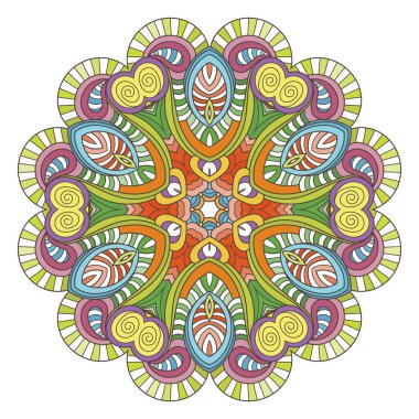 Çiçek vektör mandala. Oryantal daire desen, resim boyama