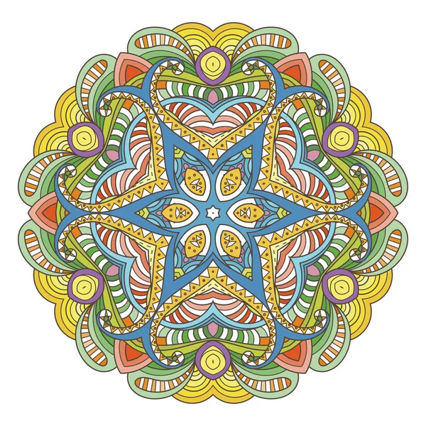 Μάνταλα λουλούδι φορέα. Ανατολίτικο κύκλο μοτίβο, χρωματισμός εικόνα — Διανυσματικό Αρχείο