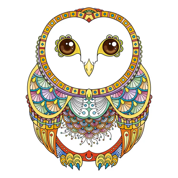 Illustration vectorielle du hibou zendoodle. Image pour les pages à colorier, l'impression et les livres anti-stress . — Image vectorielle