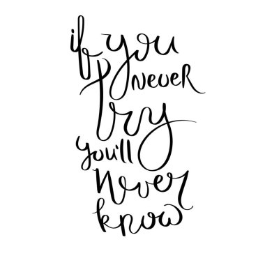 İlham verici vektör elle çizilmiş alıntı. Mürekkep fırça izole üzerinde beyaz arka plan yazı. Kartları, posterler ve t-shirt için söyleyerek motivasyon