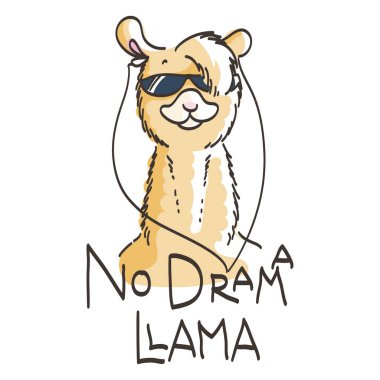 Çizgi film Lama ile şirin kartı. Motivasyon ve Inspirational Alıntı. Doodling illüstrasyon