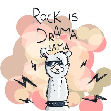 Çizgi film Lama ile şirin kartı. Motivasyon ve Inspirational Alıntı. Doodling illüstrasyon