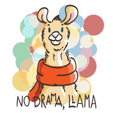 Çizgi film Lama ile şirin kartı. Motivasyon ve Inspirational Alıntı. Doodling illüstrasyon