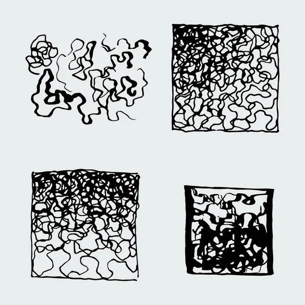 Conjunto de fondos abstractos dibujados a mano doodle. Texturas de boceto de tinta, imágenes de dibujo de eclosión áspera — Archivo Imágenes Vectoriales