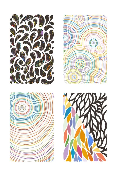 Conjunto de texturas grunge dibujadas a mano. Colaboración artística de patrones gráficos ásperos, líneas abstractas étnicas — Vector de stock
