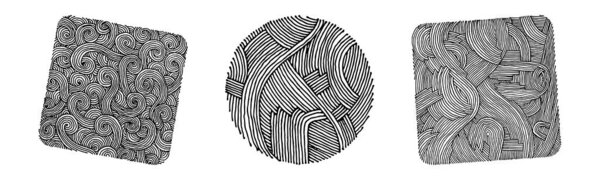 Набор текстур гранжа ручной работы. Художественное собрание грубых графических образцов, этнических абстрактных линий
