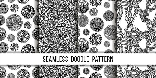 Set of seamless grunge halftone drawing textures. Random doodle patterns — Stock Vector