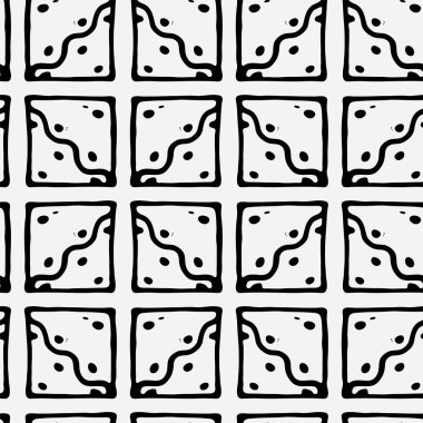 Kusursuz grunge doodle modern desen. Geometri kare kumaş örneği