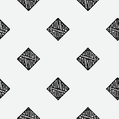 Kusursuz grunge doodle modern desen. Geometri kare kumaş örneği